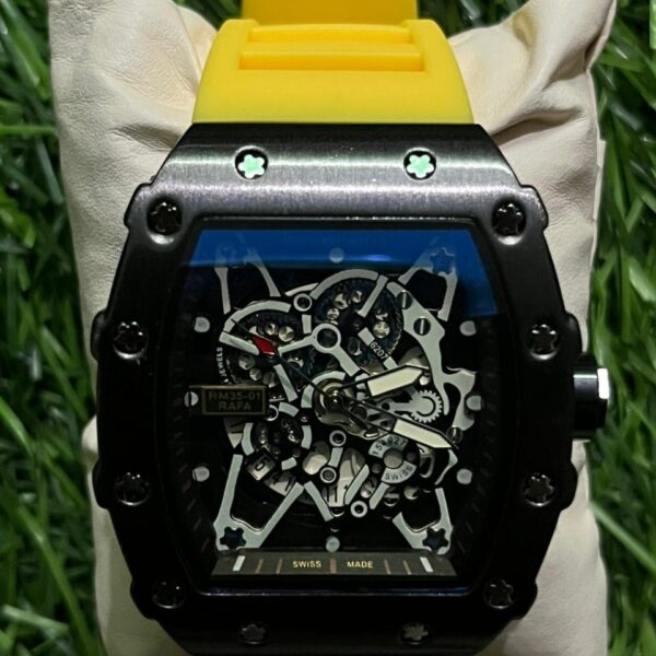 Rich🔥rd Mi🔥lie Black Yellow Belt Silicon Watch for men