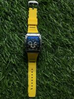 Rich🔥rd Mi🔥lie Silver Yellow Belt Silicon Watch for men - Image 5