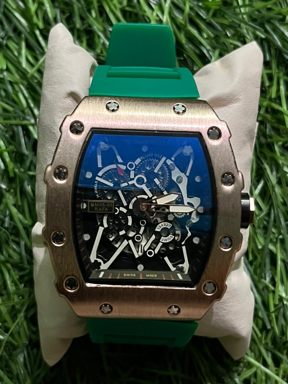WhatsApp Image 2025-11-21 at 11.47.13 PM (1) Rich🔥rd Mi🔥lie Green Belt Silicon Watch for men - Image 1
