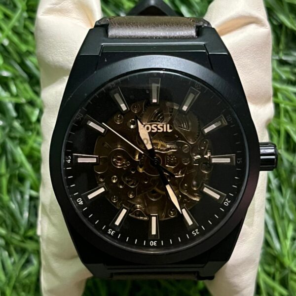 F🔥ssil brown Automatic leather belt watch for men