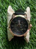 F🔥ssil Automatic black leather belt watch for men