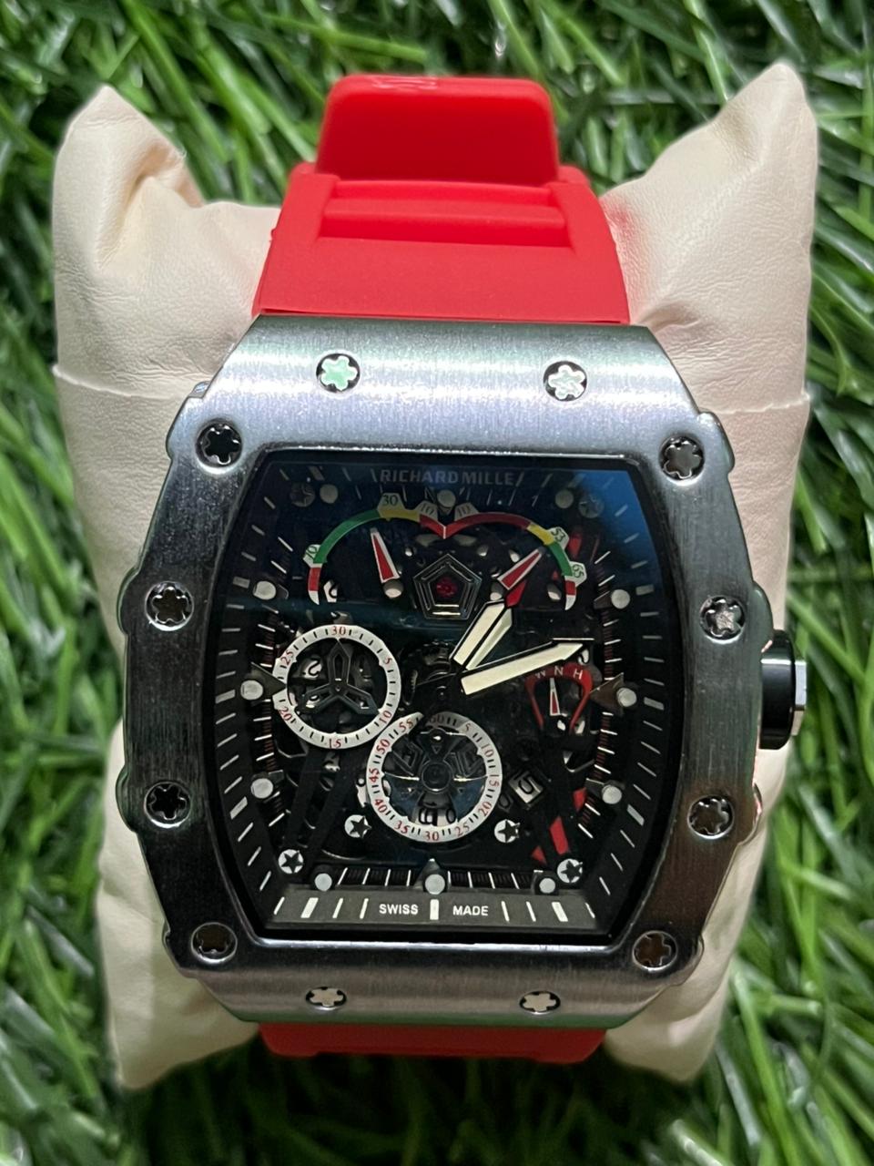 WhatsApp Image 2025-11-21 at 11.47.39 PM (2) Rich🔥rd Mi🔥lie Red Belt Silicon Watch for men (RM35-01 'Rafa Edition) - Image 1