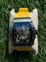 Rich🔥rd Mi🔥lie Yellow Belt Silicon (Silver Dial) Watch for men (RM35-01 'Rafa Edition)