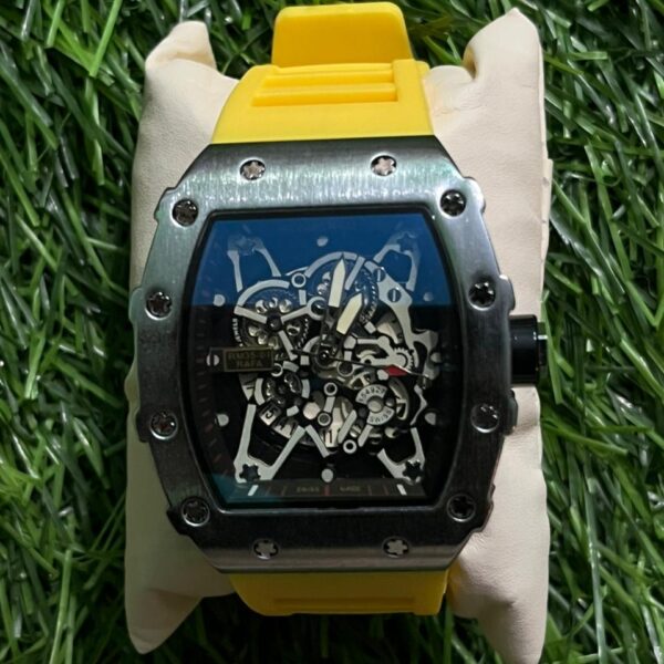 Rich🔥rd Mi🔥lie Yellow Belt Silicon (Silver Dial) Watch for men (RM35-01 'Rafa Edition)
