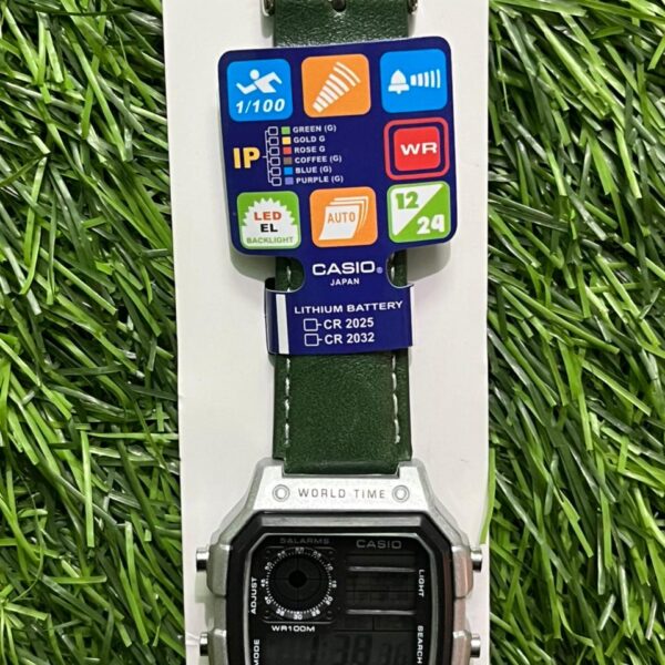 C🔥si🔥 world time green belt Unisex Watch