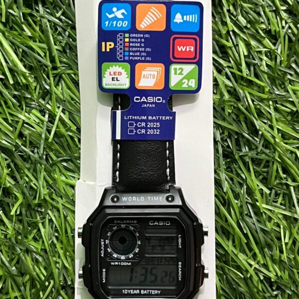 C🔥si🔥 world time Black Belt Unisex Watch