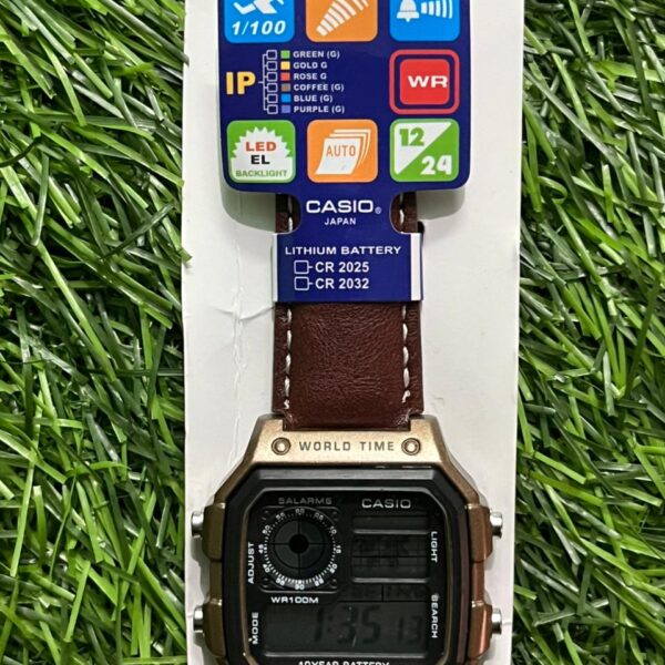 C🔥si🔥 world time brown belt rose gold case Unisex Watch