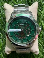 Arm🔥ni Exch🔥nge Silver Chain Green Dial watch for men