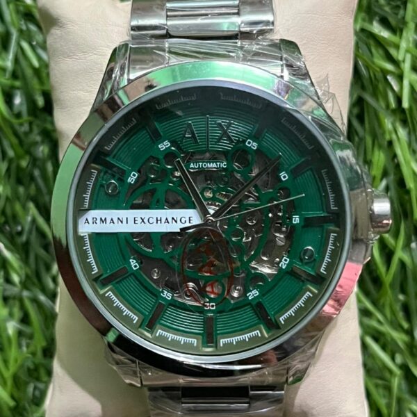 Arm🔥ni Exch🔥nge Silver Chain Green Dial watch for men