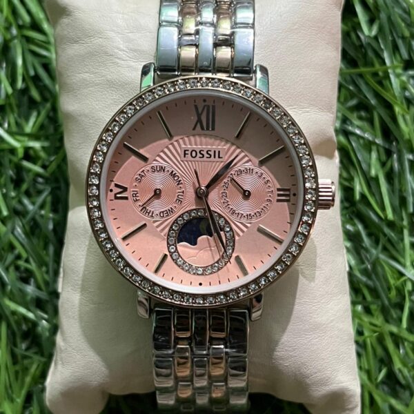 F🔥ssil Chrono Dual Tone Chain watch for women