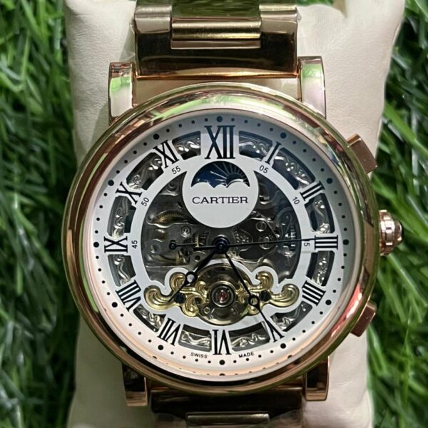 C🔥rtier Automatic Rose Gold Chain Watch for men