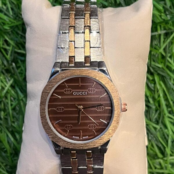 G🔥cci dual tone chain brown dial women's watch