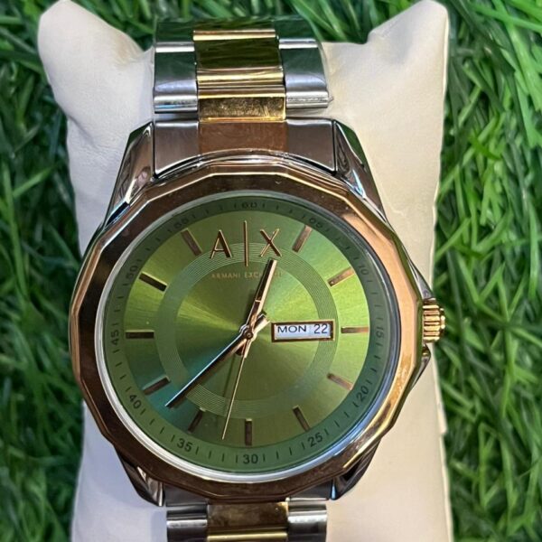 Arm🔥ni Exch🔥nge day date model  dual tone chain Watch for men