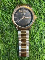 Arm🔥ni Exch🔥nge day date model dual tone chain Watch for men - Image 2