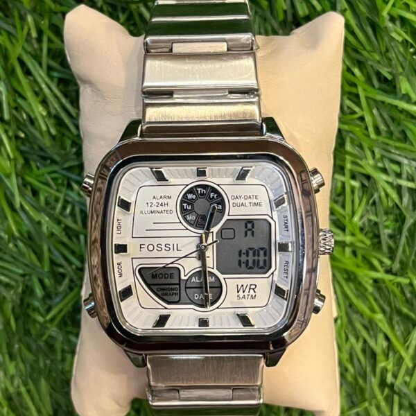 F🔥ssil Silver Chain watch for Men