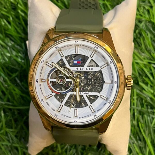 T🔥MMY HILF🔥GER Automatic Silicon Strap Watch for men