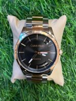 C🔥lvin Kl🔥Dual Tone Black Dial Watch for Men's