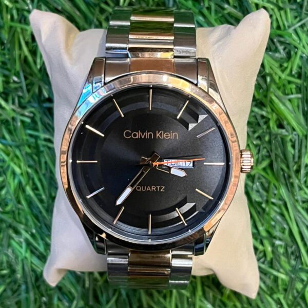 C🔥lvin Kl🔥Dual Tone Black Dial Watch for Men's
