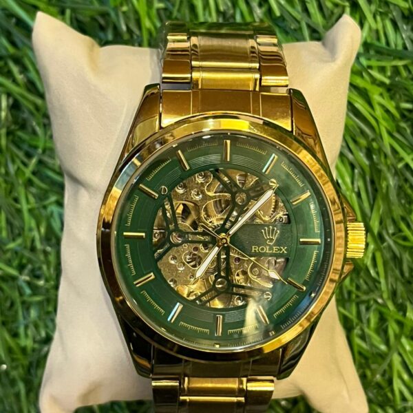 R🔥lex automatic golden chain green dial watch for Men