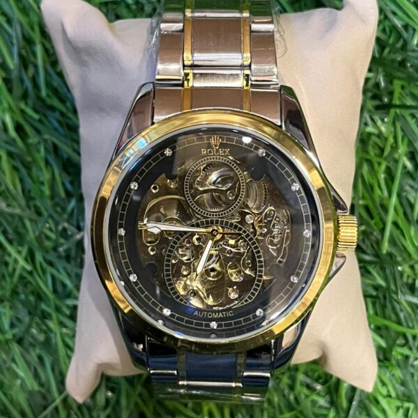 R🔥lex dual tone chain black dial watch for Men