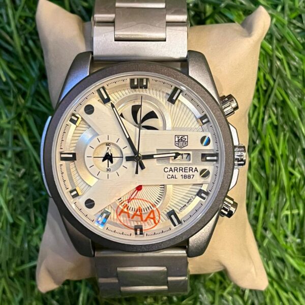 T🔥g He🔥er   silver chain white dial watch for men's