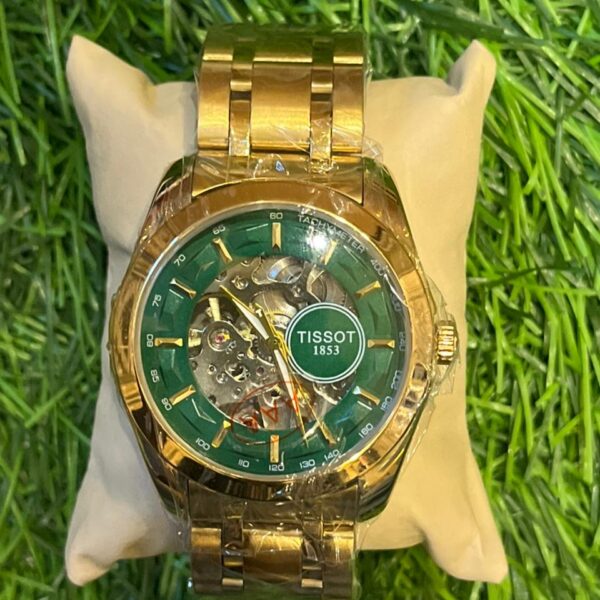 T🔥ss🔥t gold chain automatic green dial watch for men