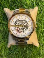 Arm🔥ni Exch🔥nge   automatic dial tone white dial chain watch for men's