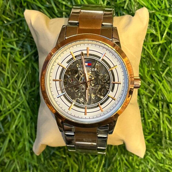 T🔥MMY HILF🔥GER  automatic dial tone white dial watch for men's