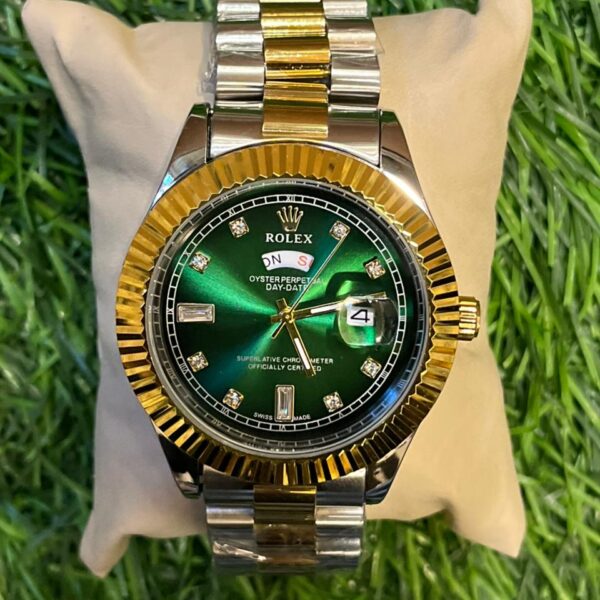 R🔥lex day date  dual tone chain watch for men's