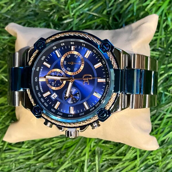 G🔥cci dual tone chain watch blue dial watch for men's