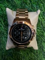 T🔥MMY HILF🔥GER  copper chain black dial chromo watch for men's