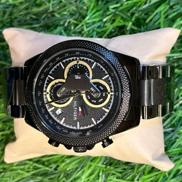 T🔥MMY HILF🔥GER black chain chromo watch for men's