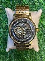 P🔥tek Ph🔥lippe automatic gold chain black dial watch for men's