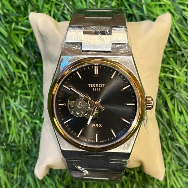T🔥ss🔥t prx silver chain black dial watch for men's