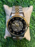 G🔥cci dual tone black dial chain watch for men's