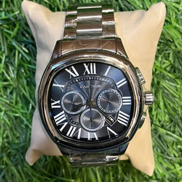 C🔥rtier roman dial silver chain watch for men's