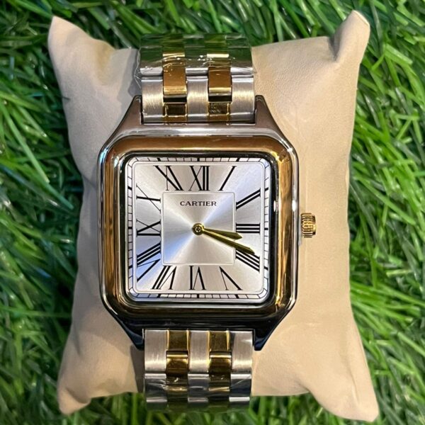 C🔥rtier dual tone chain watch white dial