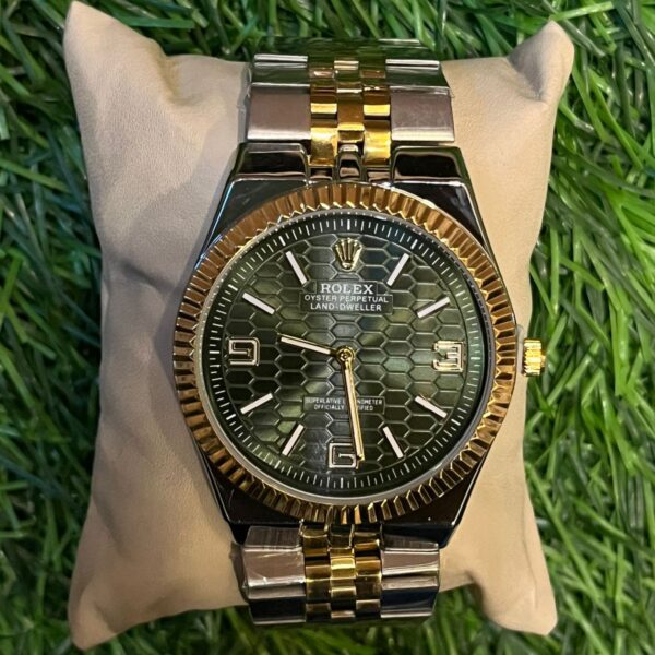 R🔥lex slim date model dual tone chain watch for men's