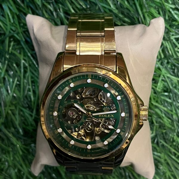 R🔥lex  gold chain green dial watch for men's