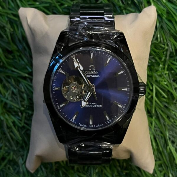 Om🔥ga automatic black chain watch for men's