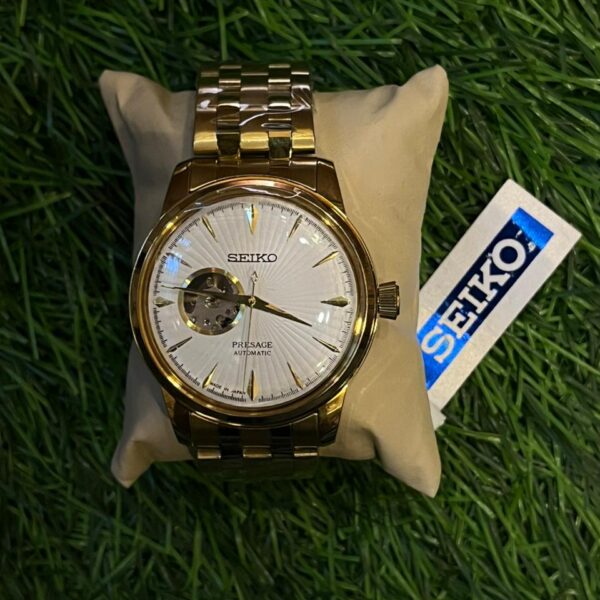 S🔥ik🔥automatic gold chain white dial chain watch for men's