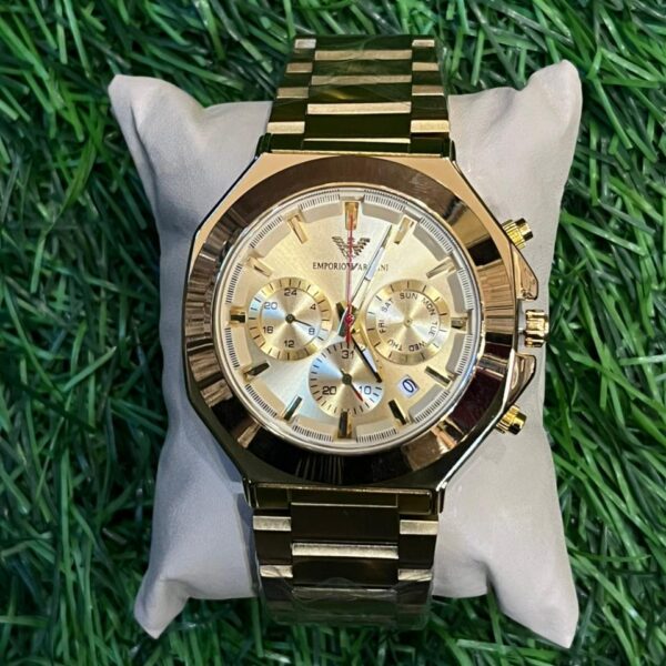 Emp🔥rio Arm🔥ni chrono gold chain watch for men's