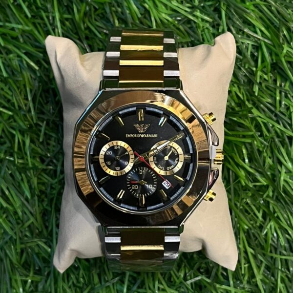 Emp🔥rio Arm🔥ni  dual tone chain black dial