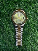 R🔥lex  day date dual tone chain watch green dial - Image 2