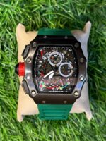 Rich🔥rd Mi🔥lie chrono green silicon belt watch for men
